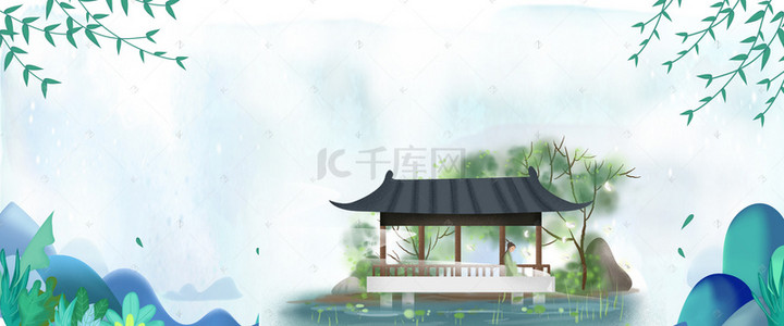 中国风庭院背景背景图片_中国风夜色下的庭院背景