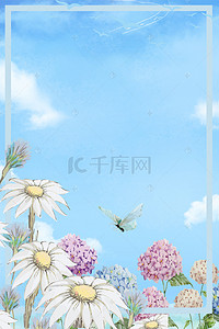 清新边框花朵手绘背景图片_12月你好清新海报