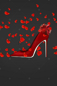 红色经典高跟鞋女鞋cdr海报背景模板