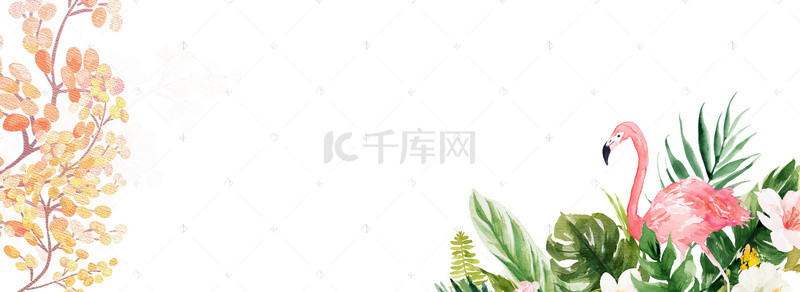 手绘卡通文艺素材背景图片_手绘花瓣简约白色banner背景