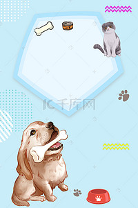 宠物狗粮食宠物店卡通海报背景