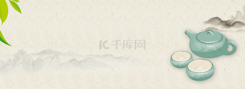 茶叶店logo背景图片_灰色简约古风茶叶banner背景