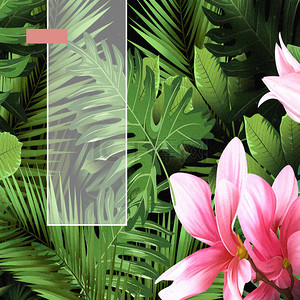 自然淘宝主图背景图片_绿色森林植物服装PSD分层主图背景素材