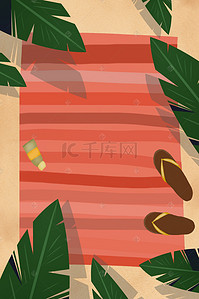 清新热带植物背景图片_清新绿叶边框夏季促销海报背景