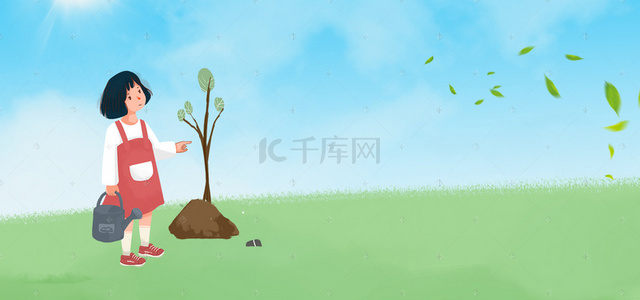 播种背景图片_播种绿色地球文艺小清新蓝色banner