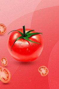 拟人西红柿背景图片_红色西红柿上的水珠背景素材