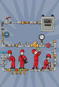 矢量气体背景图片_5.1劳动节工人检修深色背景