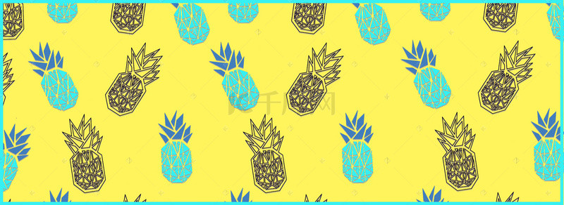 夏日菠萝背景图片_夏日菠萝手绘卡通黄色背景