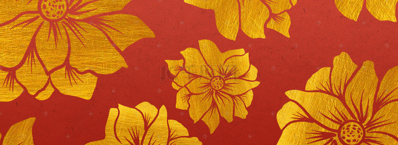 复古风红色背景图片_传统花纹中式烫金风红色背景