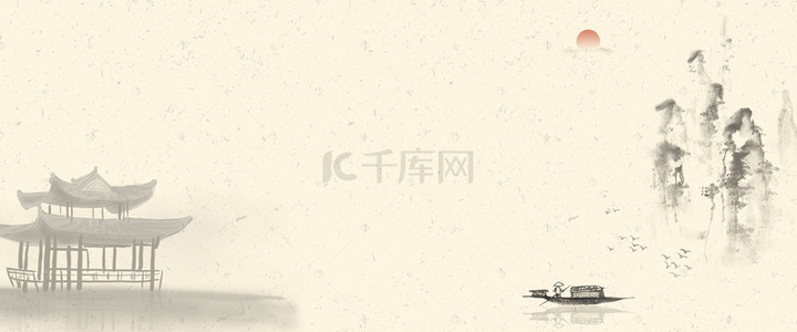 简约海报古建筑背景图片_淘宝中国风水墨简约海报背景