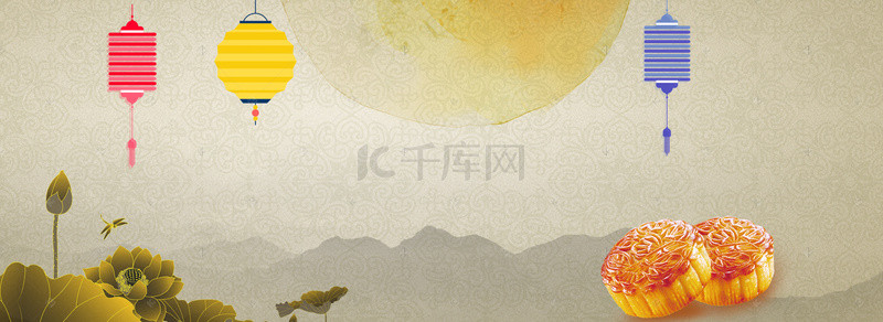 月亮月饼背景背景图片_中国风复古中秋节月饼促销背景