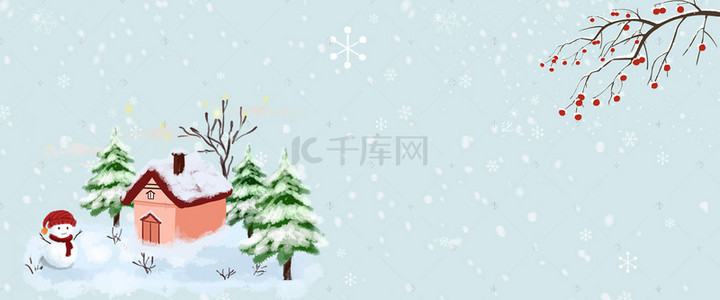 冬季雪景插画背景图片