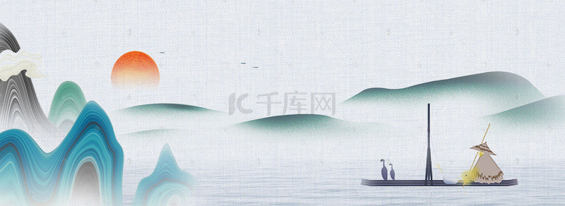 新中式大气背景图片_清新简约新中式大气山水背景