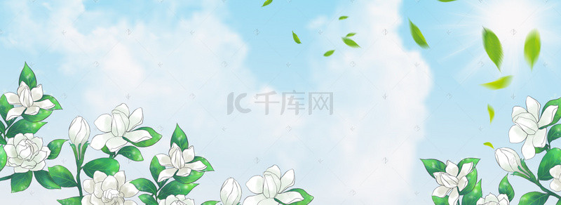 清新栀子花化妆品海报背景模板