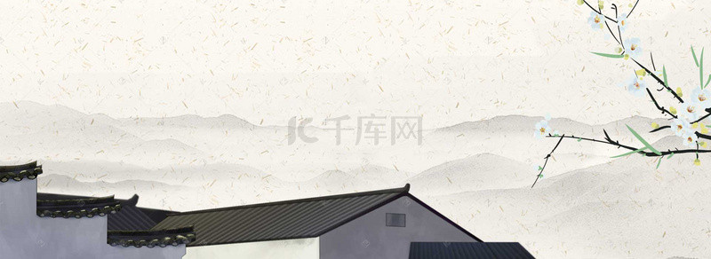 灰色山水背景背景图片_旅游古风灰色海报背景banner