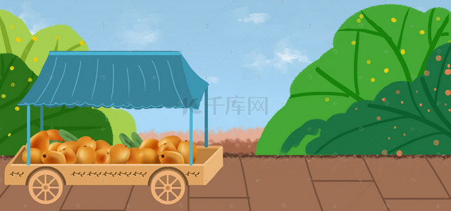 新鲜蔬果手机端背景图片_三月蔬果季卡通枇杷促销banner