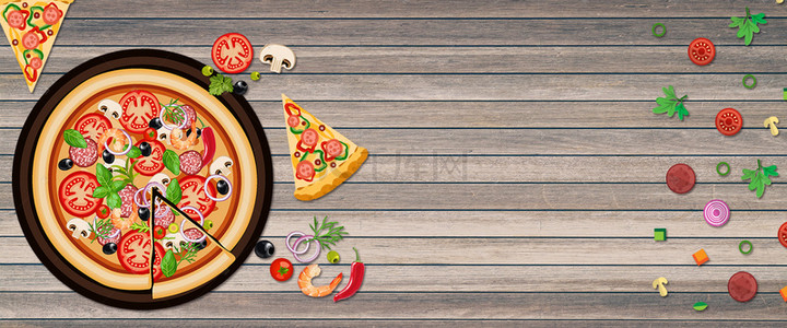 背景菜单西餐背景图片_披萨吃豆人背景图片
