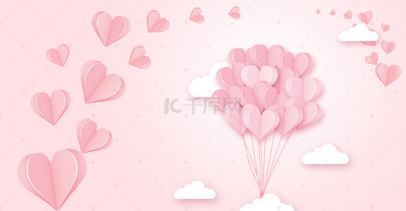 情人节立体气球背景图片_创意爱心情人节背景