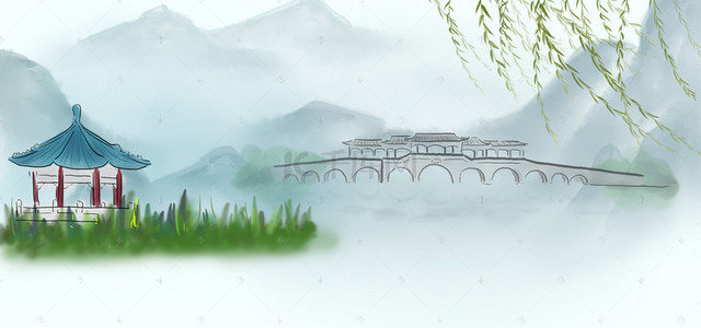 清明节中国风水墨banner