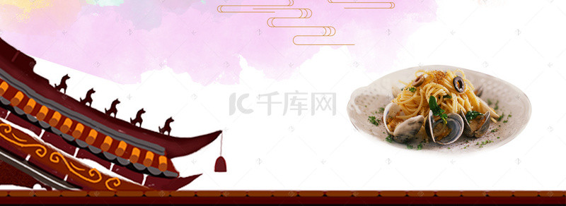 手绘线描砂锅背景图片_中国风砂锅面banner