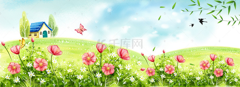 立春广告背景图片_卡通绿色24节气立春海报banner