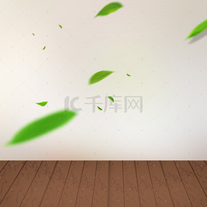 简约绿叶木板榨汁机PSD分层主图背景素材