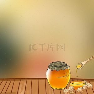 美味的蜂蜜背景图片_木板上的美味的蜂蜜