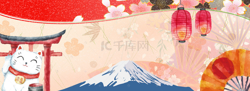 天猫售后服务背景图片_日式和风手绘淘宝天猫海报背景图