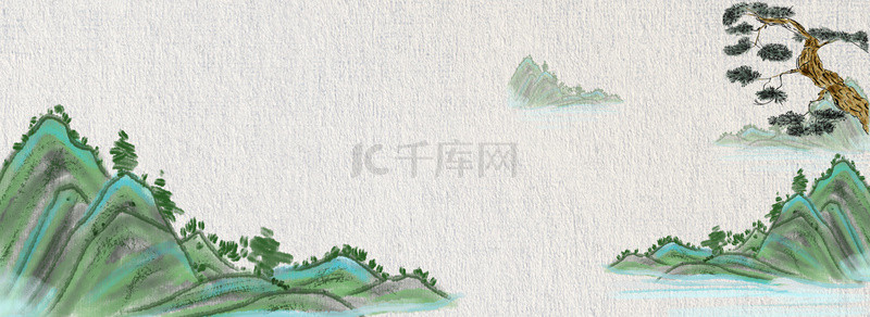 大气中国山水背景图片_手绘山水大气中国风海报背景图