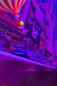 紫色叠影城市背景