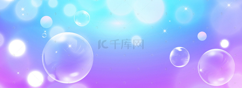 曲线banner背景图片_小清新泡泡平面banner背景