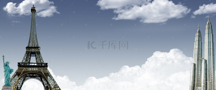 简约全屏背景背景图片_简约巴黎铁塔背景促销banner