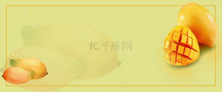 展架海报水果背景图片_大芒果促销季简约绿色banner