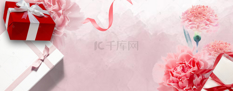 亲背景图片_唯美质感鲜花礼盒母亲节电商banner