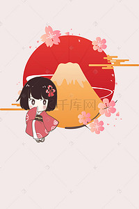 樱花节旅游海报背景图片_日式樱花节旅游海报PSD背景图