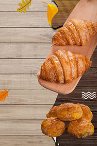 营养早餐背景图片_清新营养小麦面包宣传海报背景素材