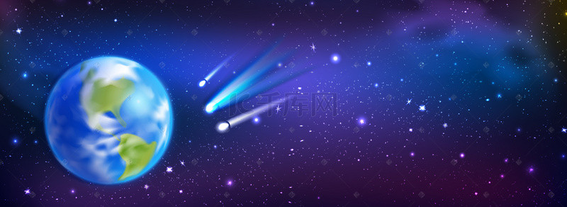 大气地球科技背景背景图片_蓝色商务科技地球星空banner背景