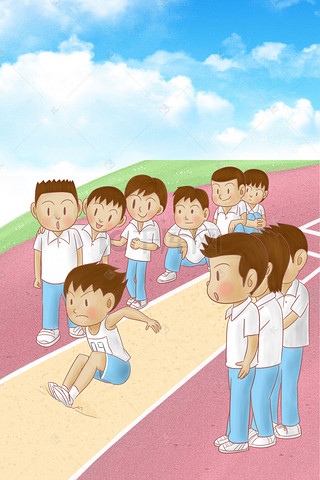 卡通背景操场背景图片_秋季学生运动会手绘卡通校园宣传海报