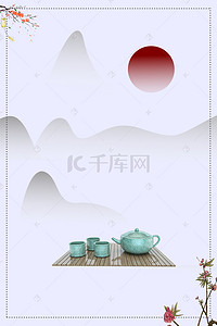 室内挂画背景图片_矢量淡雅禅道中国文化海报背景