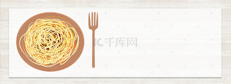 灰色木板面条叉子草莓电商banner