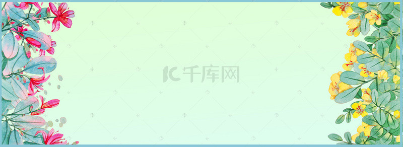 小清新花草背景图片_夏日上新文艺小清新淡绿色banner