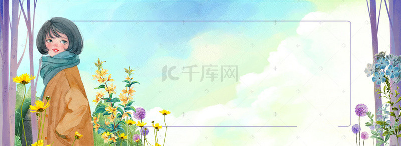 初春清新背景图片_文艺初春手绘banner