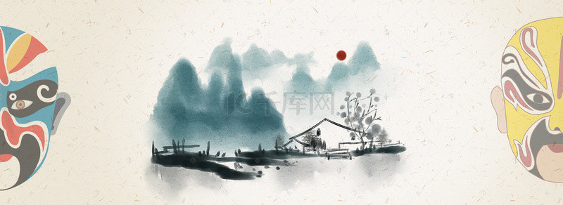 创意音乐海报设计背景图片_中国印象戏曲人物背景素材