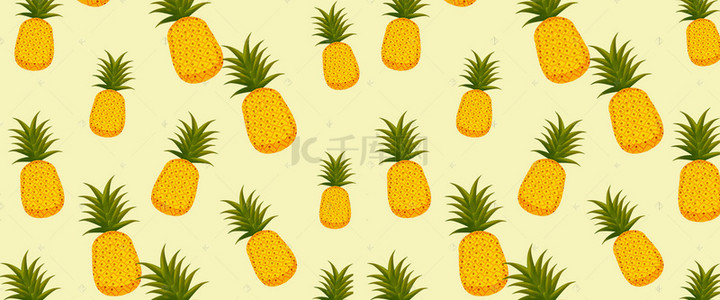 菠萝果片背景图片_黄色菠萝六月水果海报背景