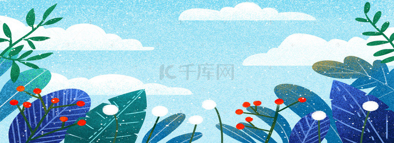 蓝天白云和植物背景