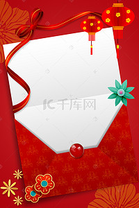 2020鼠年新年红色喜庆海报背景背景图片_中国风红色喜庆邀请函海报