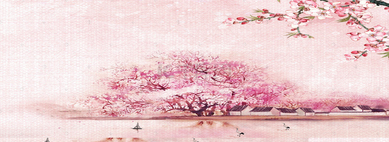 粉色淘宝banner背景图片_桃花花瓣粉色背景电商淘宝banner