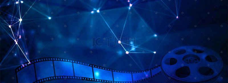 摄像机背景背景图片_蓝色光点胶片拼接电影节宣传海报背景