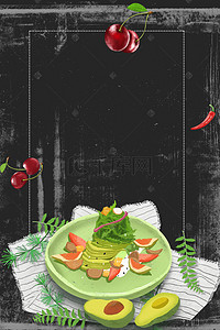 水果小清新海报背景图片_小清新简约水果沙拉美食海报
