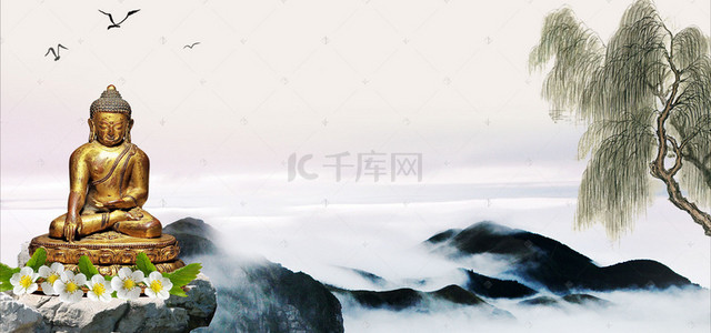 禅背景图片_禅意文学古风海报banner